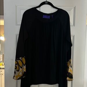 Chic Black Blouse with Yellow Accents
